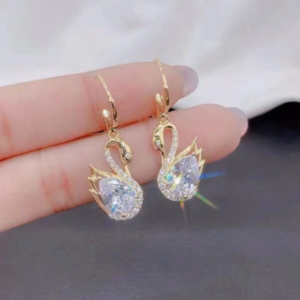 Sweet Rhinestone Swan Earrings Ins Fashion Earrings For Women Jewelry - Image 6